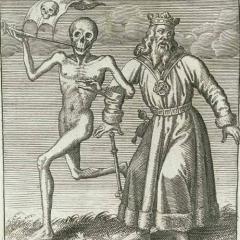 Old image of Shakespeare's King Lear meets Death  