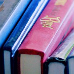 Stack of book spine up